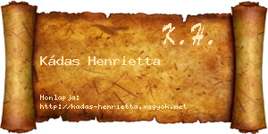 Kádas Henrietta névjegykártya